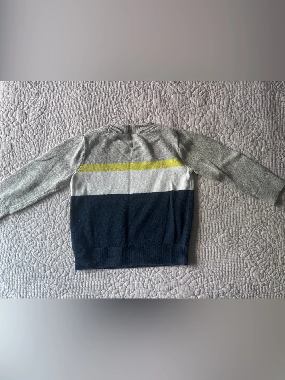 GAP Colorblock Crewneck Sweater in Navy, White & Yellow